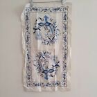 Vintage Blue Danube Pattern White Linen Tea Towel