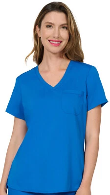 Evolution Scrubs Women's Performance V-Neck Tuck In Top, NWT, Royal Blue, Large - Image 1 of 4
