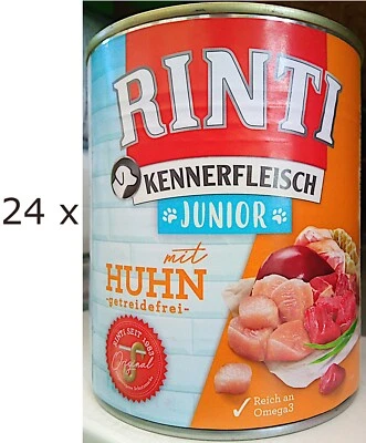24 x 800 g Rinti Kennerfleisch Junior Huhn (€ 3,90/kg) Welpenfutter, nass - Bild 1 von 3