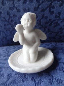 Porcelain Kneeling Winged Cherub  Ring Jewelry Holder 3"x 2" - Picture 1 of 8