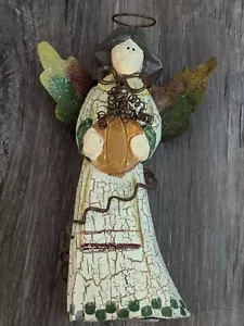 Folk Angel Wood & Metal Figure Fall Autumn Harvest With Pumpkin By Roman Inc. - Picture 1 of 16