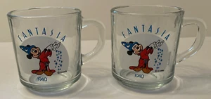 De colección Disney Mickey Mouse Tazas Tazas Fantasía 1940 Conmemorativo Vidrio Transparente Par - Imagen 1 de 8