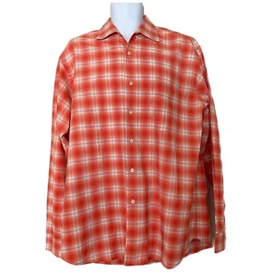 Ermenegildo Zegna Men's Orange Check Cotton Button Down Cotton Shirt XL - Picture 1 of 5