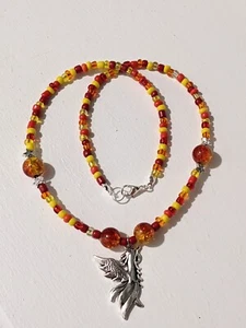 Handmade Beaded Phoenix Necklace Glass Beads Pendant Necklace Gift - Picture 1 of 5