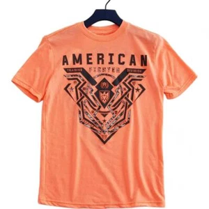 Boys American Fighter Training Division Brimley Neon Coral Camo T-shirt Tee S-L - Picture 1 of 2