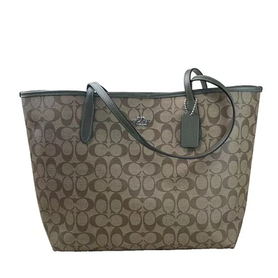 NOVA Bolsa Bolsa Coach 5696 City Tote em Couro Lona Assinatura Cáqui/Excedente - Imagem 1 de 4