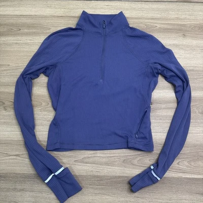 Lululemon Top Womens Size 4 Its Rulu Run Ribbed Cropped Half-Zip Lilac Athletic - Image 1 of 4