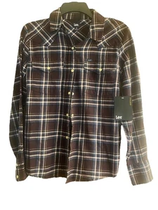 Lee Heritage Western Linwood Plaid Flannel Shirt W Pearl Snaps & Pockets SZ XS - Picture 1 of 2