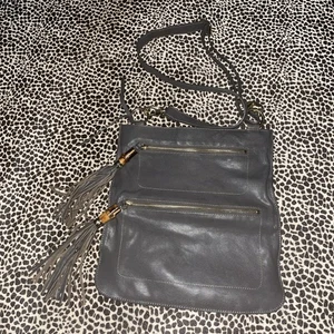 Sorial New York grau Umhängetasche Echtleder Umhängetasche Bambus Quasten SCHÖN - Bild 1 von 12