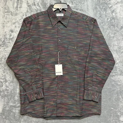 New Report Collection Striped Dress Shirt Men's Size XL Dark Multicolor - Image 1 of 4