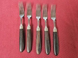 Antike Tafelgabeln Holzgriff Made USA Vintage..siehe Bilder - Bild 1 von 4