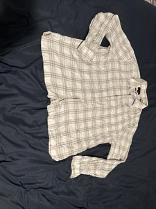 Vince Men’s Plaid Button Up Shirt Beige Brown Check-Long Sleeve  Size XXL - Picture 1 of 6