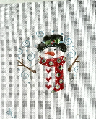 HANDPAINTED SNOWMAN BY CH DESIGNS FOR DANJI DESIGNS - 4" ROUND - NEW - Image 1 of 2