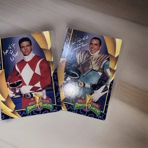 Carta Power Rangers Auto Rossa e Verde Rara 1994 Tommy Green Ranger Firma HG - Foto 1 di 6