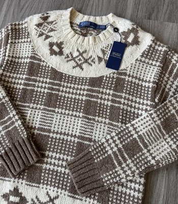 Polo Ralph Lauren Fair Isle Wool/Linen Blend  Sweater Mens Small NWT Retail $498 - Image 1 of 4