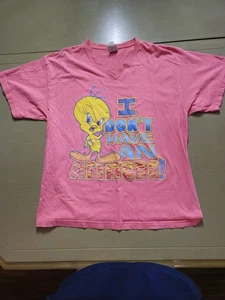 Vintage Women's Size XL Pink Tweety Bird Looney Tunes Graphic Attitude T Shirt - Picture 1 of 13