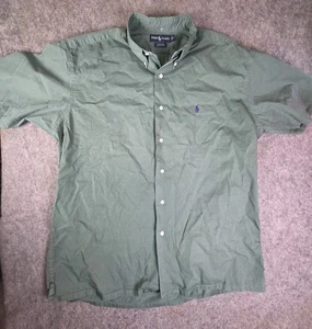 Ralph Lauren Green 90s 100% Cotton Greggor Button Down Shirt Large - Picture 1 of 6