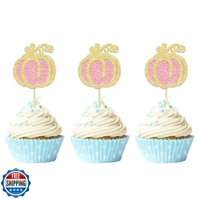 Gyufise 24 Piezas Rosa Calabaza Cupcake Toppers Niña Calabaza Baby Shower Pastel Decoración Foto 1 de 4
