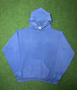 70s 80s Russell Athletic Distressed Hoodie Sweatshirt blue iconic perfection - Bild 1 von 9