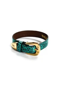 Tardini Womens Genuine Lizard Country Style Buckled Bracelet Green - Picture 1 of 9
