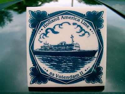 BLUE/ WHITE MS VOLENDAM II TILE HOLLAND AMERICAN LINE  - Image 1 of 3