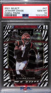 2021 Panini Select Concourse Zebra Prizm #47 Ja'Marr Chase PSA 10 POP 3! - Picture 1 of 2