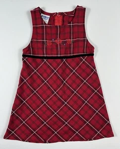 OshKosh B-Gosh Girls 3T Red Classic Plaid Dress Holiday Sleeveless - Picture 1 of 13