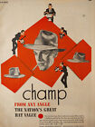 1946 Original Esquire Art WWII Era Art Ad Advertisement Champ Hats Diplomat