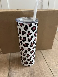 20 Unzen Dünne Becher 4er Set Edelstahl Leopard Gepard Deckel mit Strohhalm - Bild 1 von 9