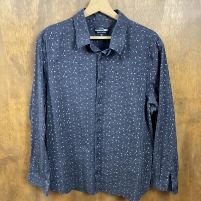 Camisa de vestir Express extra ajustada con estampado floral abotonada manga larga para hombre talla XL Foto 1 de 4