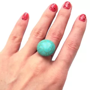 Anillo Turquesa Piedra Azul Joyería Anillo Ajustable para Mujeres Boho Joyería Regalo - Imagen 1 de 7