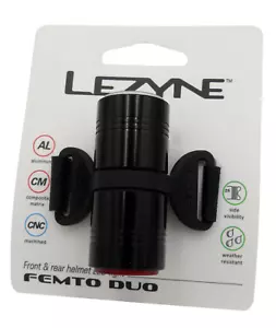 Lezyne Helmet Led Light Femto Duo Front & Rear Bike cycle Black battery - Picture 1 of 14
