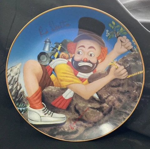 Red Skelton HAND SIGNED The Cliffhanger 1988 ARMSTRONG PORCELAIN PLATE AUTOGRAPH Cover