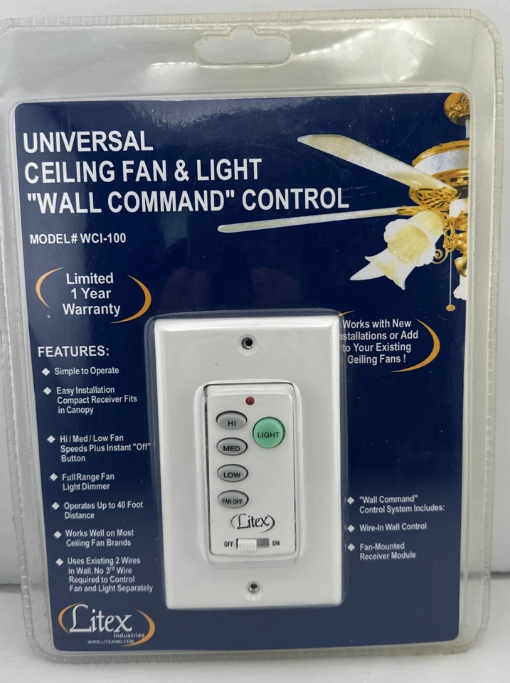 Universal In-Wall Ceiling Fan Remote Control Hampton Bay Harbor Breeze Litex - Image 1 of 2