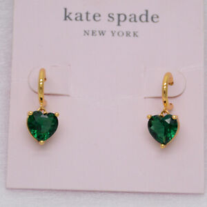 Kate Spade jewelry Heart shape pierced hoop drop earrings 14k gold tone for girl
