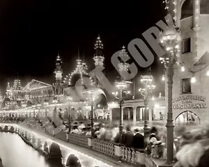 1905 Night Time View of Luna Park At Coney Island in New York City 8x10 Photo - Picture 1 of 1