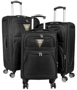 Nylon Trolley Rollkoffer Dehnfalte 360° Rollen Menorca Schwarz M L XL oder Set - Bild 1 von 15