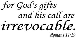 Romanos 11:29 11 x 22 Biblia Versículo Calcomanía de Pared por Escritura Pared Arte Calcomanías - Imagen 1 de 6