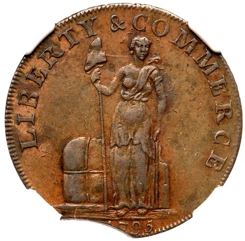 1795 NGC AU 58 Clipped Lettered Edge Talbot Allum & Lee Cent Token 1c Cover
