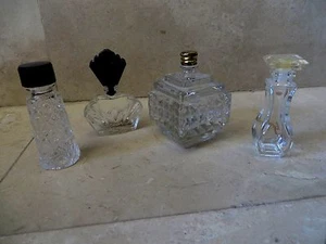 Vintage Lot of 4 Molded Clear Glass Mini Perfume Bottles Mint 1 Irice 1 Passion - Picture 1 of 8