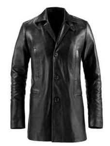 Max Payne Black Leather Over Coat Men Pure Lambskin Size XS S M L XL XXL - 193 - Picture 1 of 8