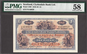 Scotland Clydesdale Bank Ltd Una Libra 14 de diciembre de 1949 Pick-189f Aproximadamente UNC PMG 58 - Imagen 1 de 2