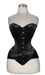 Heavy Duty Double Steel Boned Over Bust Waist Trainer Satin Corset M9-S - Picture 1 of 5