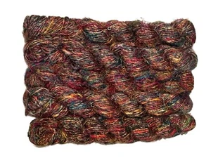 Hilo de seda Sari reciclado del Himalaya 200 g varios tonos rojos marrones - Imagen 1 de 2