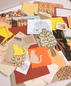 Junk Journal Ephemera, 50 Pc. Fall Color scrapbooking paper crafts B - Picture 1 of 3