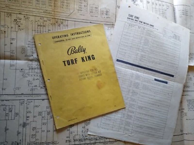 Turf King 1950 Original Pinball Máquina Juego de Bingo MANUAL y Esquemático Bally  Foto 1 de 4