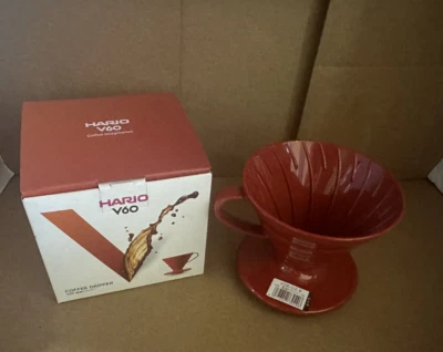 Goteador de café de plástico Hario V60 verter sobre cafetera de cono tamaño 02, rojo NUEVO Foto 1 de 4