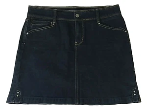 Black Denim Skirt White House Black Market with Rhinestones. Size 8 - Picture 1 of 10