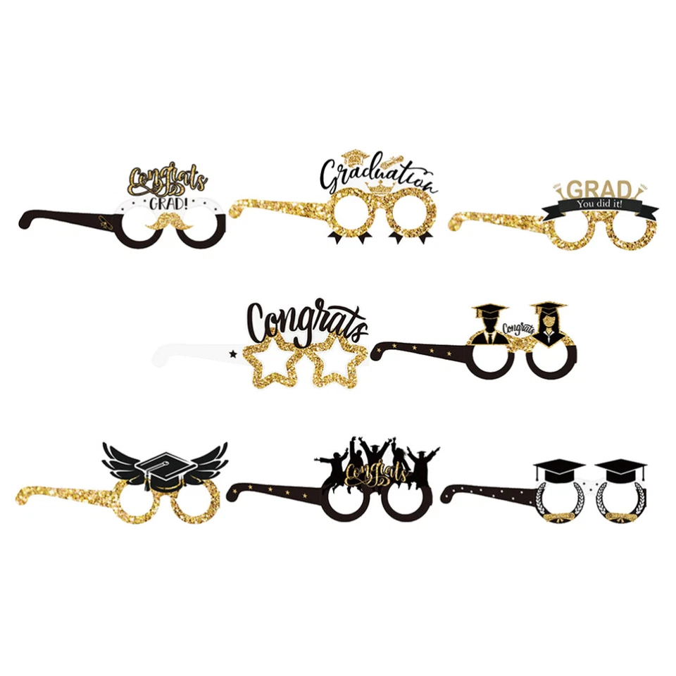 8pcs Graduation Glasses Paper Party Eyeglasses Graduation Party Decoration . - Image 1 of 4