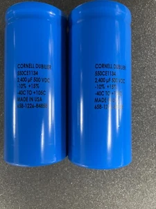 2X CORNELL DUBILIER 550CE1134 2,400 uF 500VDC TYPE 520 ALUMINIUM CAP - Picture 1 of 5
